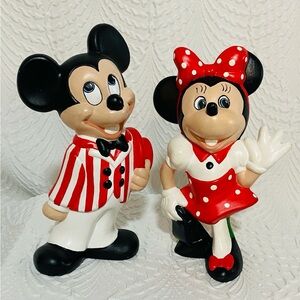 Disney Mickey and Minnie Mouse Ceramic Figurines - Red, Black, White